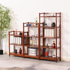 花梨木小书架红木矮书柜靠墙新中式实木窄置物架多层落地书房原木