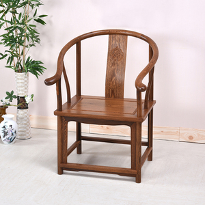 鸡翅木太师椅 红木茶椅中式实木圈椅仿古围椅 茶室茶桌椅子主人椅