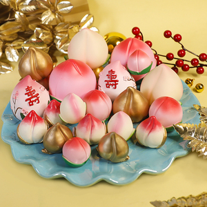 烘焙蛋糕装饰寿宴寿桃寿面摆件合集中式传统祝寿金色仙桃插牌插件