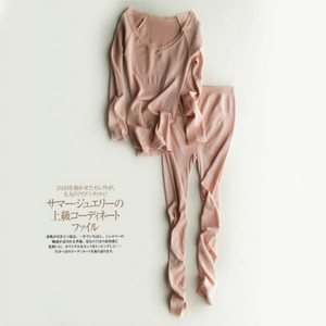 日本新技术 自发热塑身美体长袖长裤女士保暖内衣睡衣套装打底衫