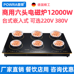 POWRA/普荣商用电磁炉多头大功率六头嵌入式锡纸花甲麻辣烫饭店用