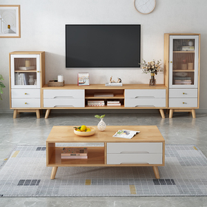 北欧全实木电视柜茶几组合简约小户型客厅家用原木地柜墙柜影视柜