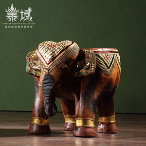 泰国木质大象凳子墩木凳换鞋凳实木茶几圆矮凳结实东南亚风格家具