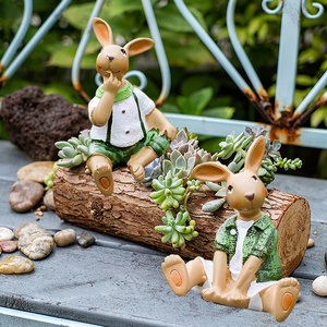 兔子摆件吊脚娃娃花园杂货挂盆多肉花盆装饰家居庭院阳台造景布置