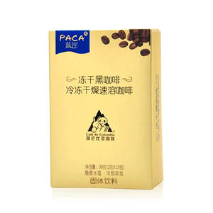 Paca/蓝岸 冷冻干燥速溶咖啡 未添加糖奶纯黑咖啡粉15包 冲泡咖啡