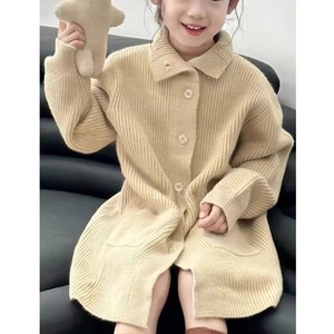 韩国代购女童毛衣裙2023秋冬装儿童针织外套羊毛衫中长款洋气开衫