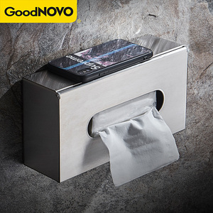 304不锈钢抽纸巾架壁挂式厕纸架卫生间手机纸巾盒防水手纸盒方形