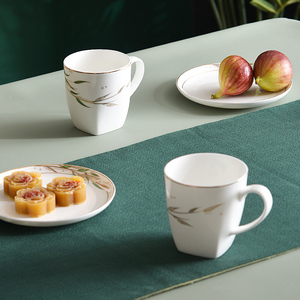 华光陶瓷骨瓷马克杯水杯咖啡杯子简约个性创意牛奶杯茶杯前程似锦