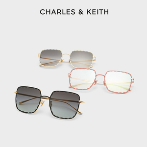 CHARLES&KEITH时尚细框金框CK3-71280456波浪纹时尚太阳镜女