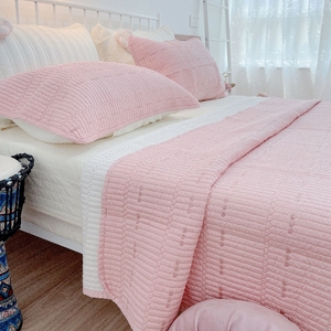 高档韩国60天丝床盖三件套夏凉被夹棉绗缝纯色两用凉感榻榻米垫