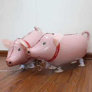 2023促销抖音流行宠物走路猪毕业典礼用品拍照动物散步铝箔气球