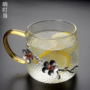 日式玻璃水杯耐热办公室水杯咖啡杯带手把创意个性玻璃杯花茶杯