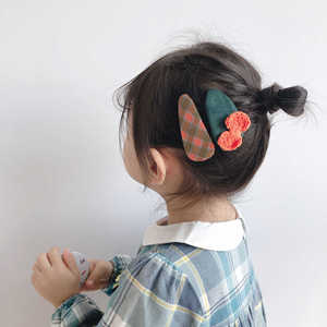 韩国新款格纹水滴蝴蝶结儿童发夹套装女童可爱bb夹流海夹发饰头饰