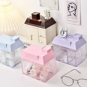 新款收纳盒桌面化妆品文具女生宿舍整理创意小盒子储物盒家用带盖