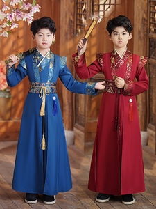 汉服儿童男女加绒加厚书童套装国学服古装中式礼服唐装中国风演出
