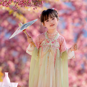 汉服女童春装宝宝中国风蝴蝶襦裙小女孩超仙气古装连衣裙儿童唐装