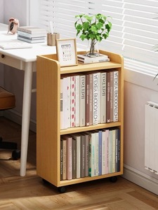 书架落地置物架可移动书架收纳柜实木书桌旁小书架儿童简易矮书柜