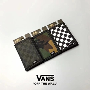 就很可！VANS 万斯经典黑灰棋盘格子迷彩魔术贴折叠帆布运动钱包