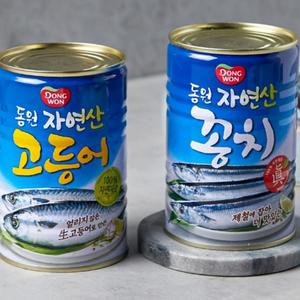 韩国进口东远秋刀鱼鲅鱼鲐鱼鲭鱼罐头即食韩式料理用海鲜水产品