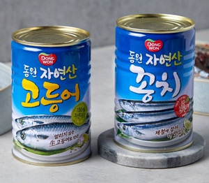 韩国进口东远秋刀鱼鲅鱼鲐鱼鲭鱼罐头即食韩式料理用海鲜水产品