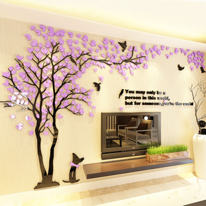 情侣树创意温馨浪漫装饰客厅沙发电视背景墙面3d立体亚克力墙贴画