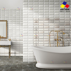 北欧地铁砖花砖洗手间浴室白色加厚面包砖厨房小白砖墙砖100x200