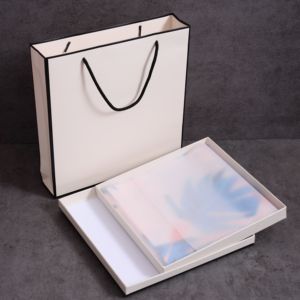 米白色正方形丝巾礼品盒精美真丝围巾眼罩礼物包装盒礼袋定制logo