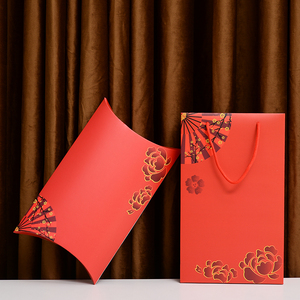 新款红色手提丝巾包装盒白卡围巾文胸礼品空盒批发服装袋定制logo