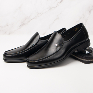 沙驰男鞋意大利进口高端精品袋鼠皮超轻大底舒适黑色商务男士皮鞋