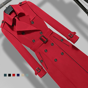 2024年春秋季新款风衣外套女士中长款红色大牌减龄大衣长款洋气质