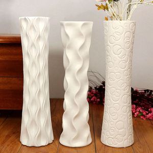 简约现代时尚欧式白色落地陶瓷大花瓶客厅摆件创意设计干花大花瓶