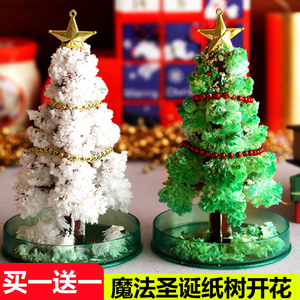 物理科学实验儿童玩具结冰下雪会生长的圣诞节结晶魔法树纸树开花