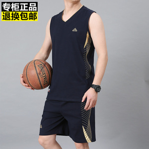 纯棉运动套装男夏季薄款篮球服健身跑步休闲宽松无袖背心短裤球衣
