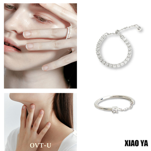 韩国 正品代购 设计师品牌 OVTU 925银 锆石 链条可自由调节 戒指