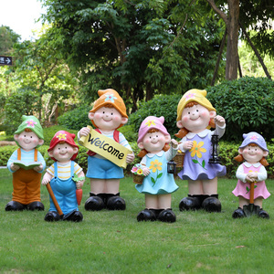 卡通读书娃娃大摆件人物雕塑别墅花园景观小品幼儿园户外草坪装饰