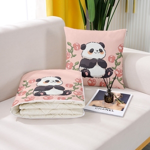 大熊猫花花 可爱抱枕被子两用二合一四季通用车用办公室午睡靠枕