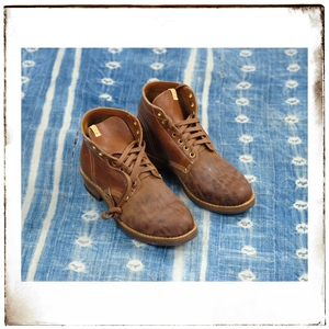 现货 VISVIM 22AW BRIGADIER BOOTS-FOLK  拼接马皮 男靴 7孔做旧