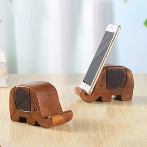 木质小象摆件实木创意桌面手机支架创意可爱卡通酒柜电视柜摆件