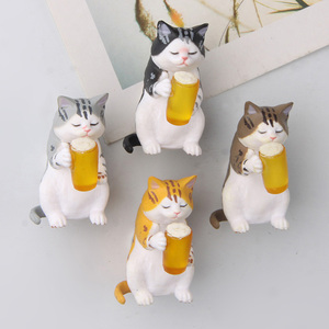 创意立体新年装饰品日本啤酒猫醉猫流浪猫冰箱贴吸铁石留言贴磁