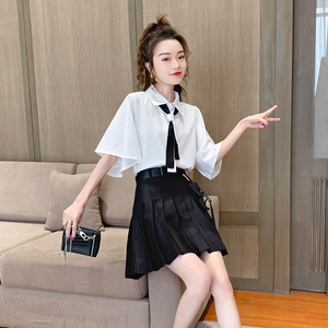 新款白色领带衬衫女学院风学生衬衣洋气少女感上衣女减龄韩版宽松