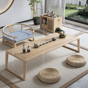 日式茶几榻榻米茶桌椅组合禅意实木新中式飘窗矮桌阳台白蜡木炕桌