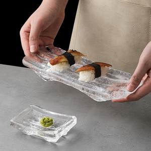 态生活 ins风盘子寿司盘日式餐具玻璃刺身盘蘸料盘透明餐盘调味碟