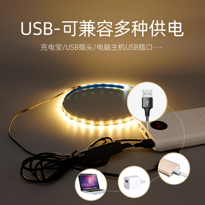 USB充电宝5V双色温LED灯条120灯高亮可调暖白光/自然光软补光灯带