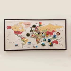 2024新款网红中国世界旅行磁吸地图盖章装饰画可标记挂画照片墙画