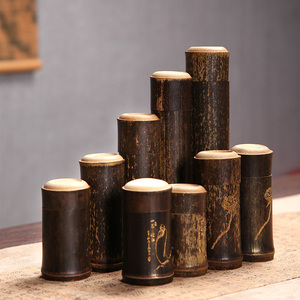 茶叶罐小号密封罐便携创意个性时尚随身竹子把玩竹筒紫竹精致