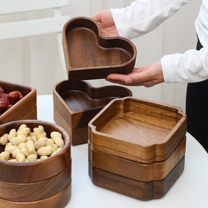 胡桃木实木果盘中式糖果盒客厅糖果盘木质瓜子坚果收纳盘