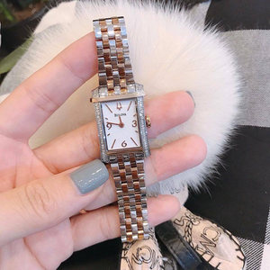 正品代购Bulova宝路华手表女表98R186长方形时尚镶钻女士石英腕表