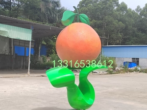 湖南农产品丰收节树脂脐橙雕塑水果基地玻璃钢仿真蜜橘子雕像公仔