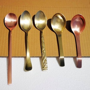 好品质加厚长柄纯铜吃饭黄铜汤勺红铜调羹匙勺子紫铜餐具手工拉丝
