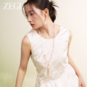 ZEGL人造珍珠项链女款流苏2024新款天然石锁骨链新中式长链配饰品